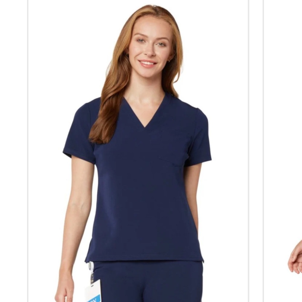 Navy Blue V-Neck Women's Scrub Top